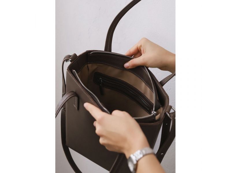 Кожаный шоппер Nancy темно-бежевый, фото 3