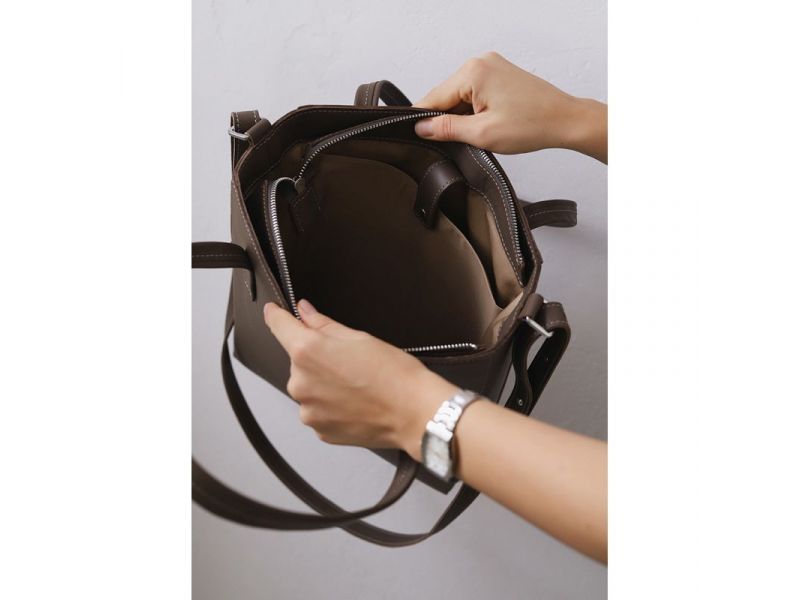 Кожаный шоппер Nancy темно-бежевый, фото 4