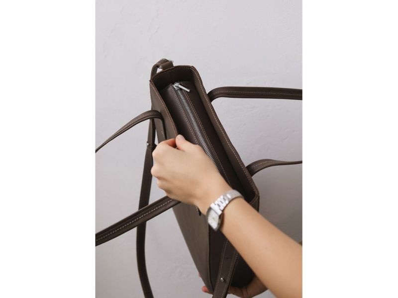 Кожаный шоппер Nancy темно-бежевый, фото 5