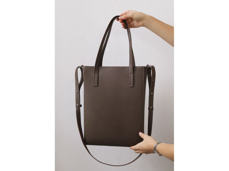 Кожаный шоппер Nancy темно-бежевый, фото 6