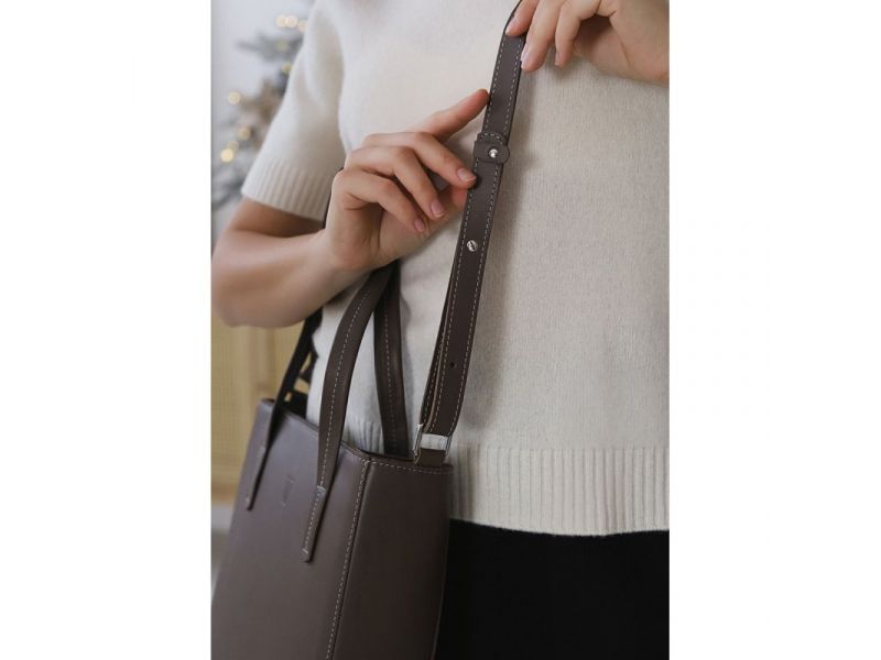 Кожаный шоппер Nancy темно-бежевый, фото 7