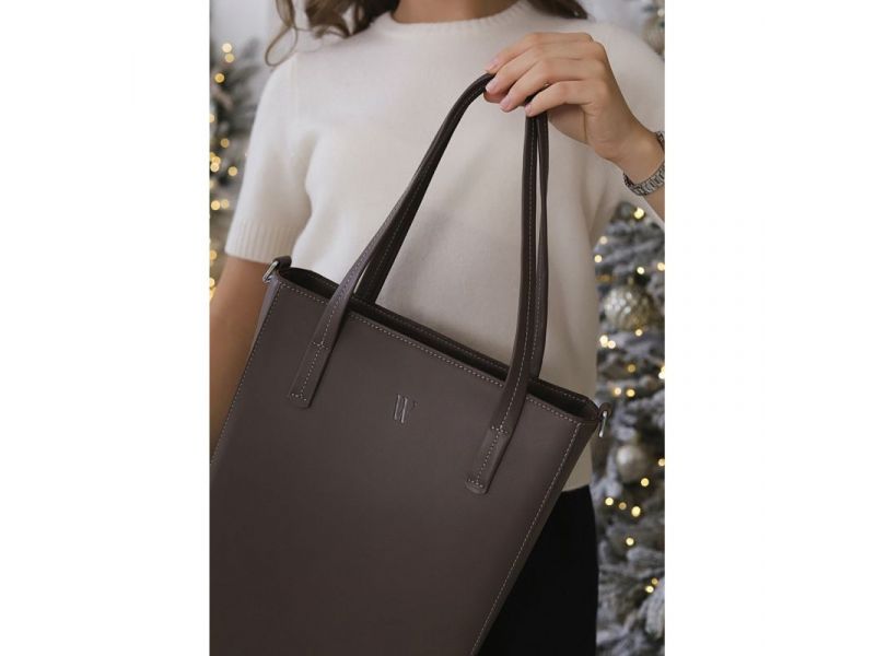 Кожаный шоппер Nancy темно-бежевый, фото 9