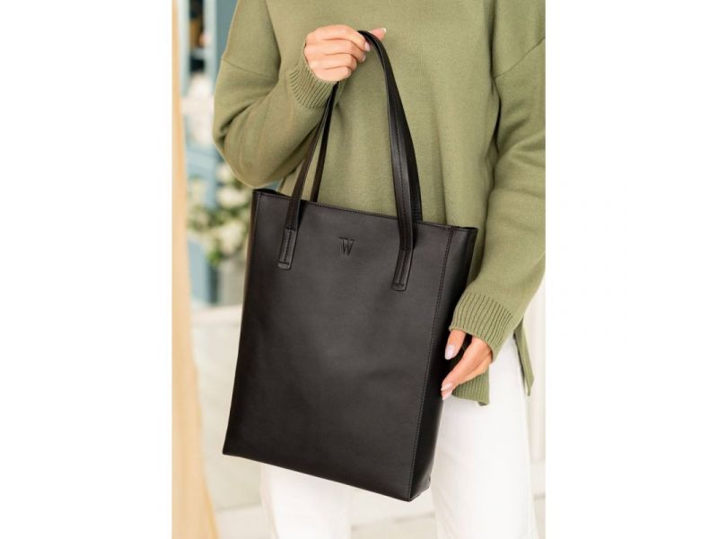 Кожаный шоппер Nancy черный, фото 1