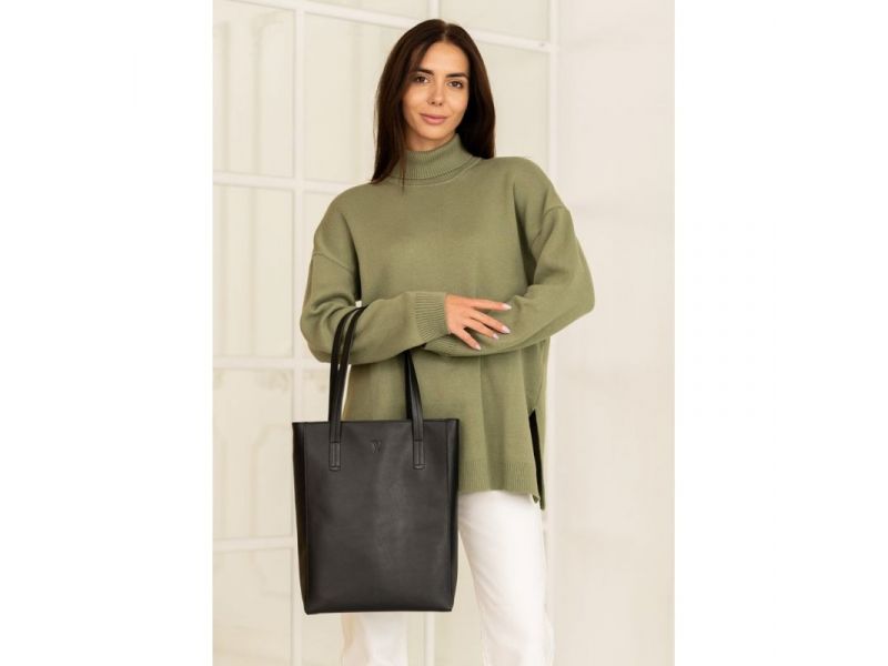 Кожаный шоппер Nancy черный, фото 8