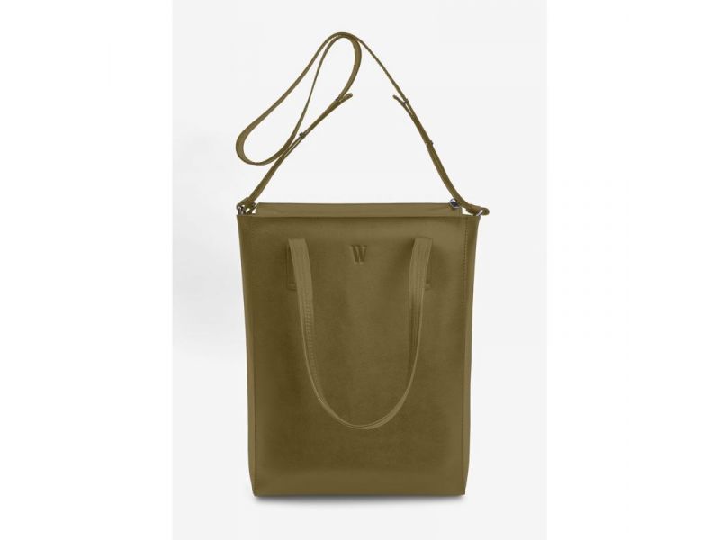 Кожаный шоппер Nancy оливковый, фото 2