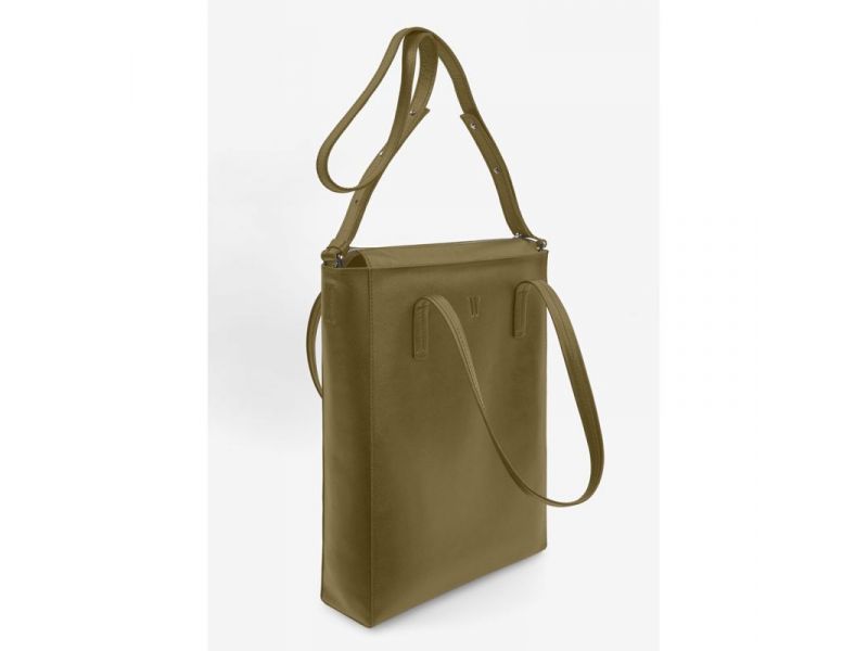 Кожаный шоппер Nancy оливковый, фото 3