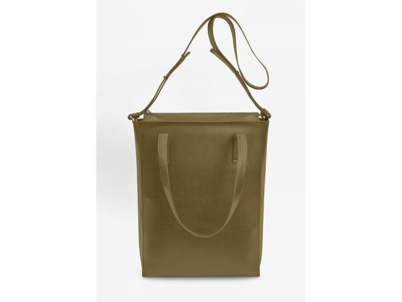 Кожаный шоппер Nancy оливковый, фото 5