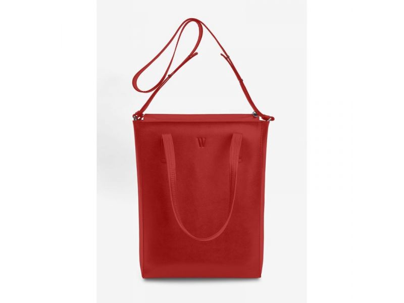Кожаный шоппер Nancy красный, фото 2