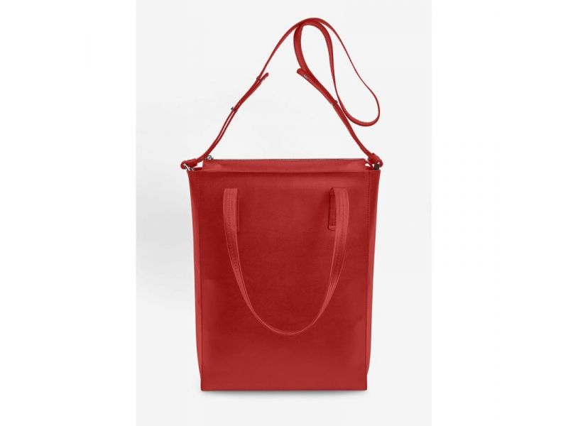 Кожаный шоппер Nancy красный, фото 5
