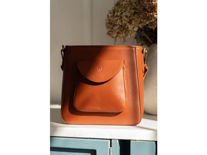 Женская кожаная сумка Stella светло-коричневая, фото 9