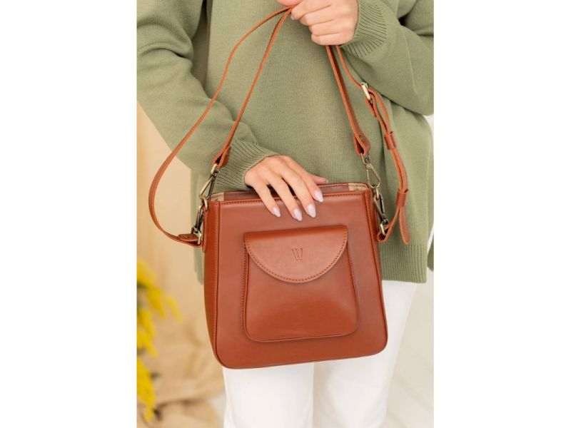 Женская кожаная сумка Stella светло-коричневая, фото 3