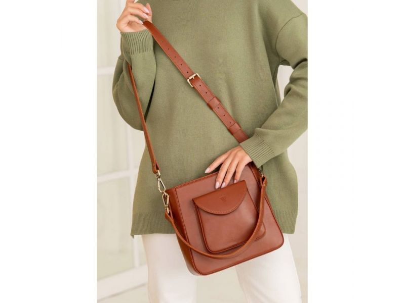 Женская кожаная сумка Stella светло-коричневая, фото 6