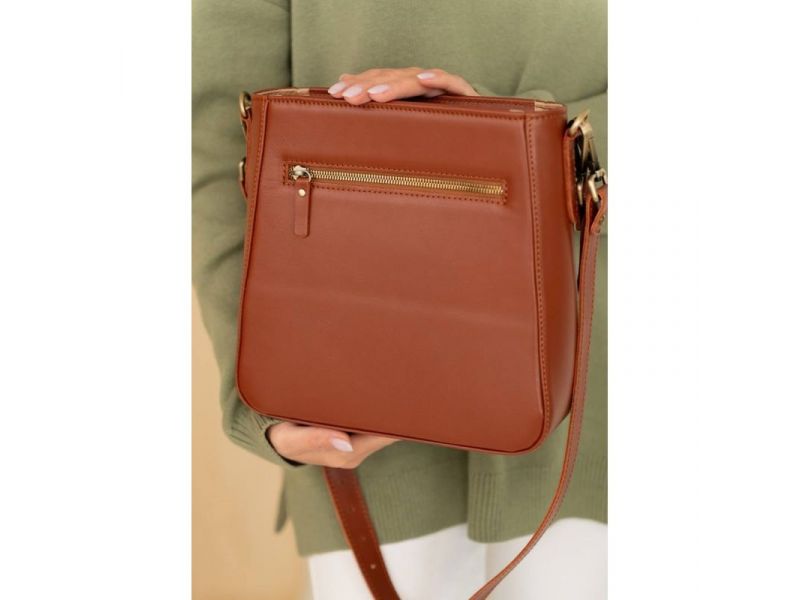 Женская кожаная сумка Stella светло-коричневая, фото 10