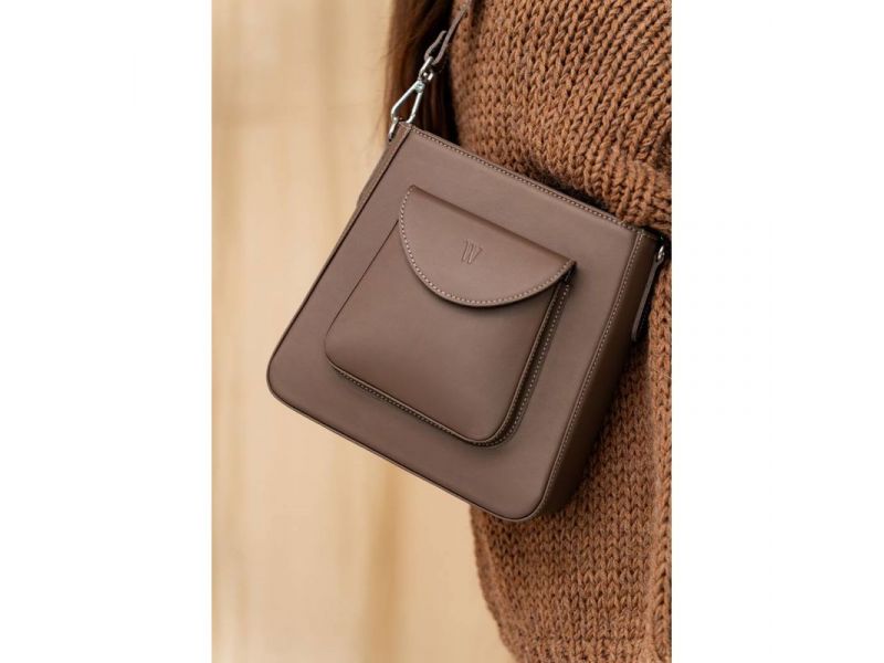 Женская кожаная сумка Stella темно-бежевая, фото 1