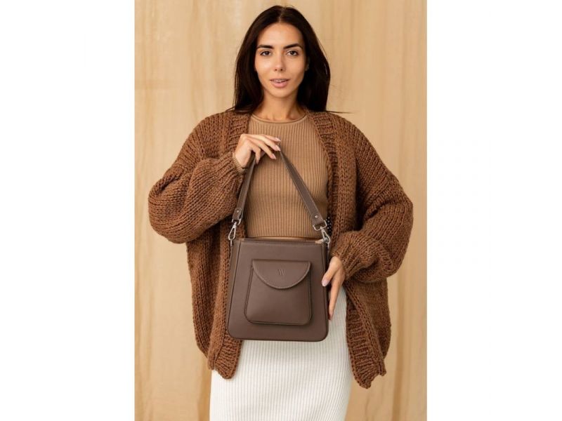 Женская кожаная сумка Stella темно-бежевая, фото 2