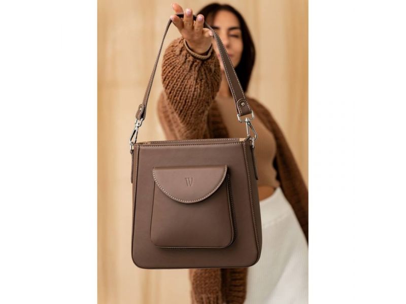 Женская кожаная сумка Stella темно-бежевая, фото 3