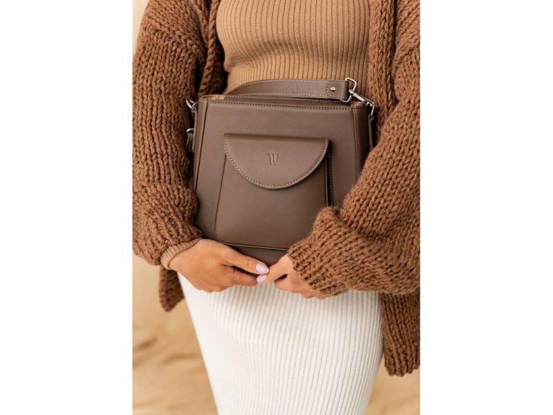 Женская кожаная сумка Stella темно-бежевая, фото 4