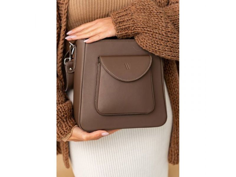 Женская кожаная сумка Stella темно-бежевая, фото 5