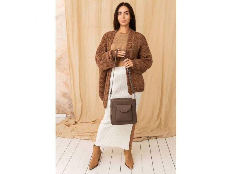 Женская кожаная сумка Stella темно-бежевая, фото 6