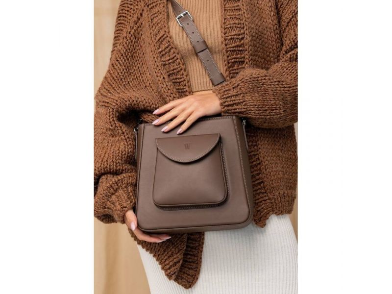 Женская кожаная сумка Stella темно-бежевая, фото 7