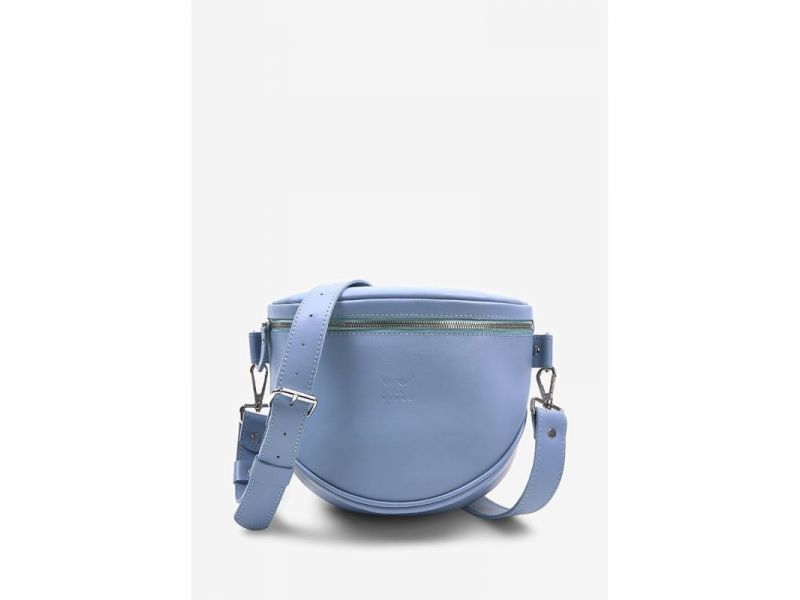 Кожаная сумка поясная-кроссбоди Vacation голубой краст, фото 1