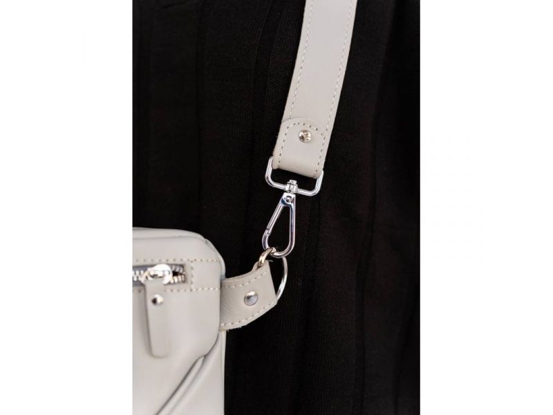 Кожаная сумка поясная-кроссбоди Vacation серый краст, фото 5