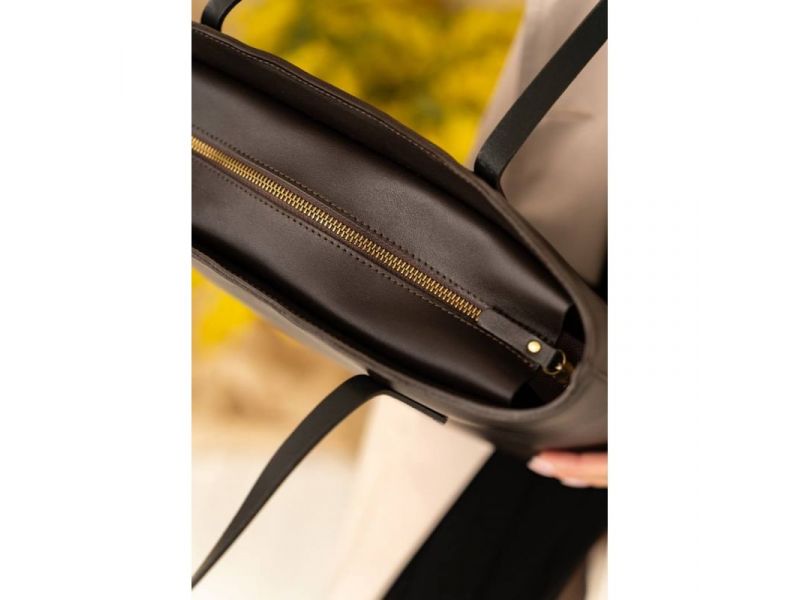 Кожаный шоппер Walker Mini коричневый краст, фото 7