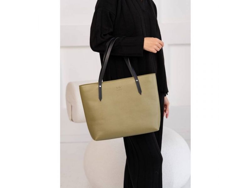 Кожаный шоппер Walker Mini оливковый краст, фото 3