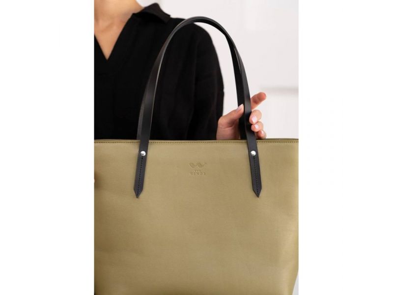 Кожаный шоппер Walker Mini оливковый краст, фото 7