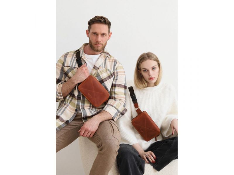 Кожаная поясная сумка Dropbag Mini светло-коричневый Crazy Horse, фото 1