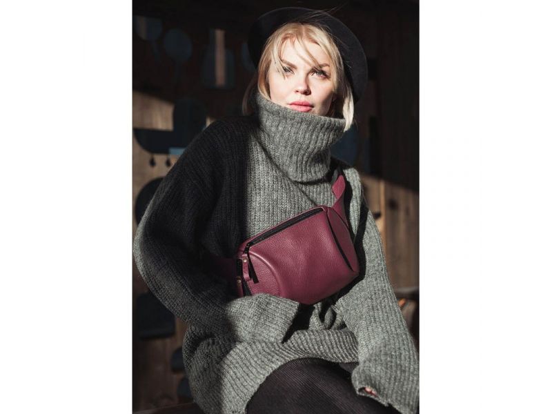 Кожаная поясная сумка Easy марсала флотар, фото 1