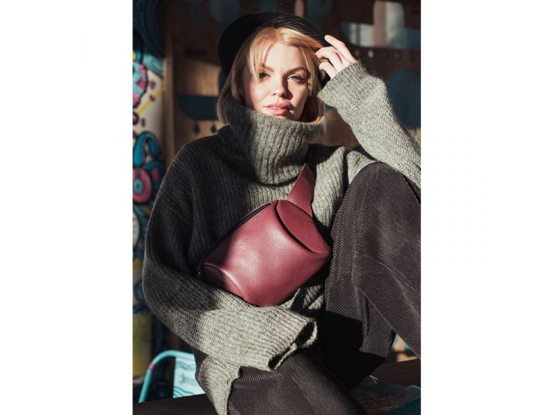 Кожаная поясная сумка Easy марсала флотар, фото 2