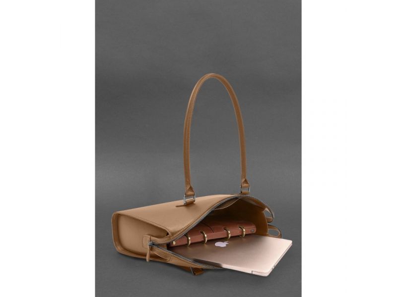 Женская кожаная сумка Business карамель Краст, фото 6