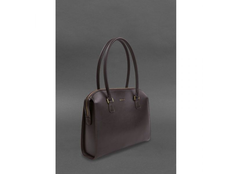 Женская кожаная сумка Business темно-коричневая Краст, фото 3