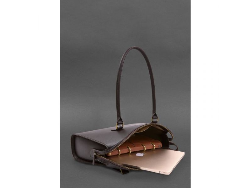 Женская кожаная сумка Business темно-коричневая Краст, фото 7