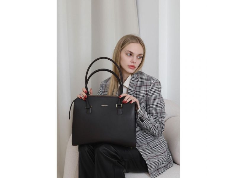 Женская кожаная сумка Business темно-коричневая Краст, фото 8