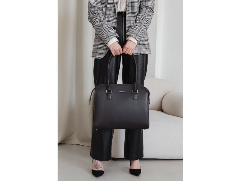 Женская кожаная сумка Business темно-коричневая Краст, фото 9