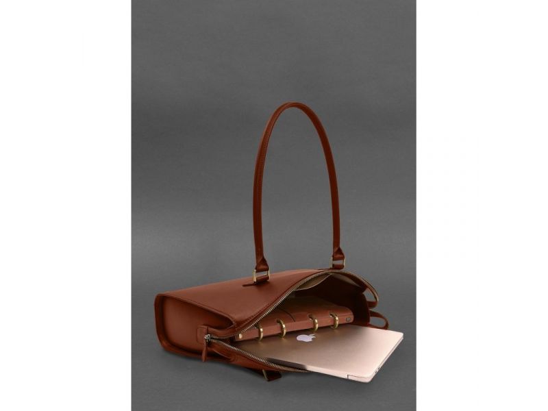 Женская кожаная сумка Business светло-коричневый Краст, фото 6