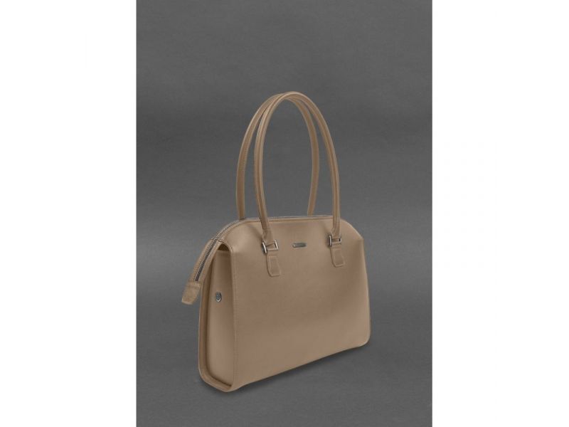 Женская кожаная сумка Business светло-бежевый Краст, фото 3