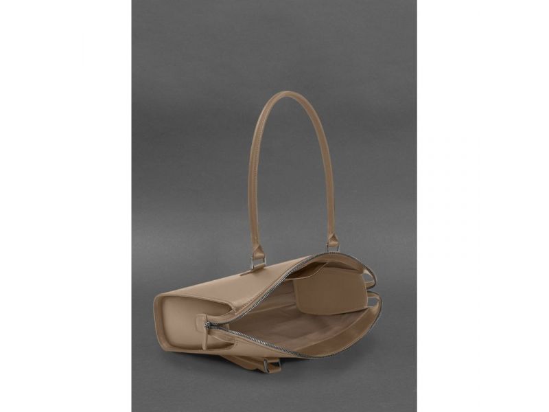 Женская кожаная сумка Business светло-бежевый Краст, фото 5