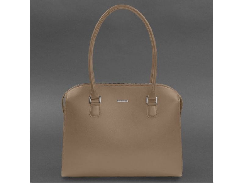 Женская кожаная сумка Business светло-бежевый Краст, фото 7
