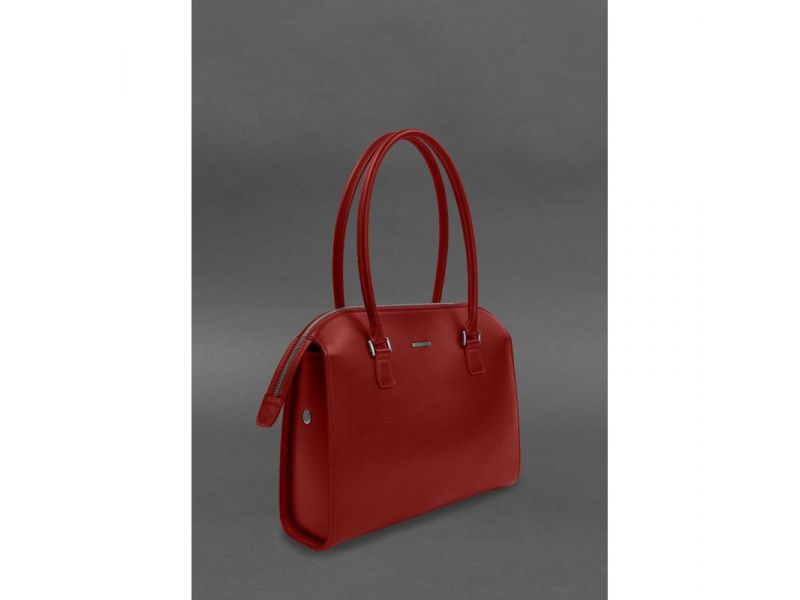 Женская кожаная сумка Business красный Краст, фото 3