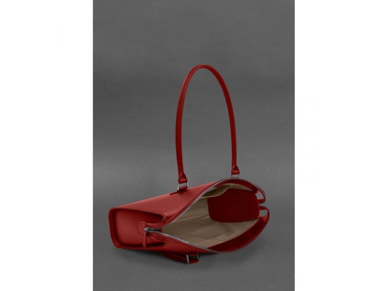 Женская кожаная сумка Business красный Краст, фото 5