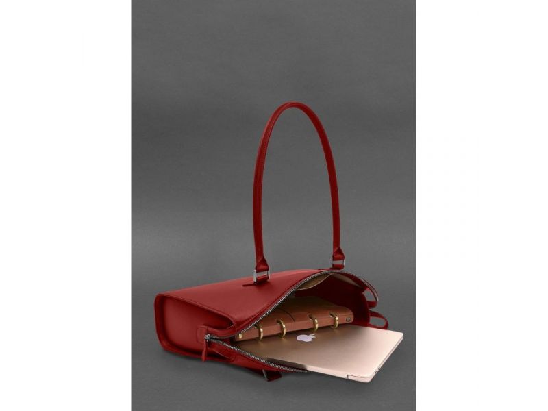 Женская кожаная сумка Business красный Краст, фото 6