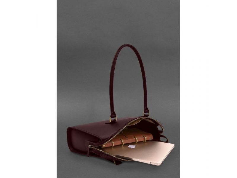 Женская кожаная сумка Business бордовый Краст, фото 6