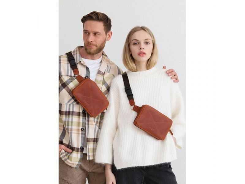 Кожаная поясная сумка Dropbag Mini светло-коричневый Crazy Horse, фото 3