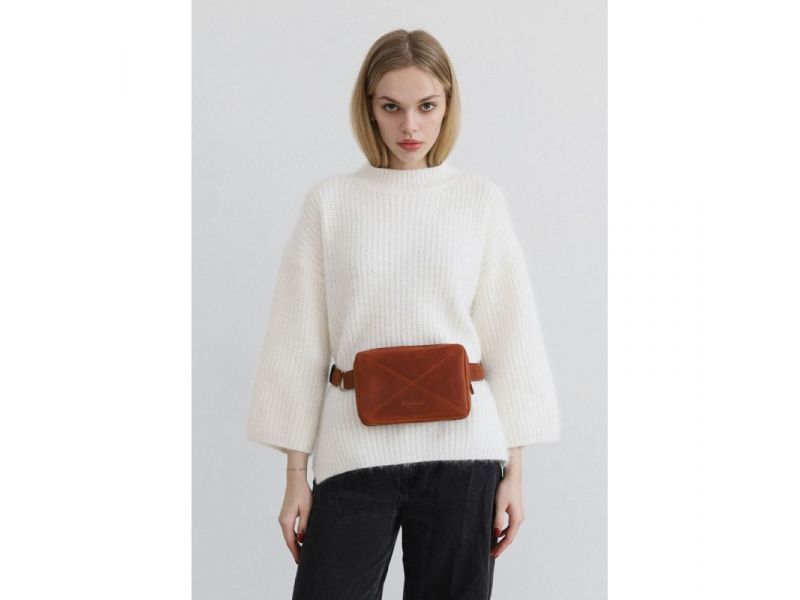 Кожаная поясная сумка Dropbag Mini светло-коричневый Crazy Horse, фото 4