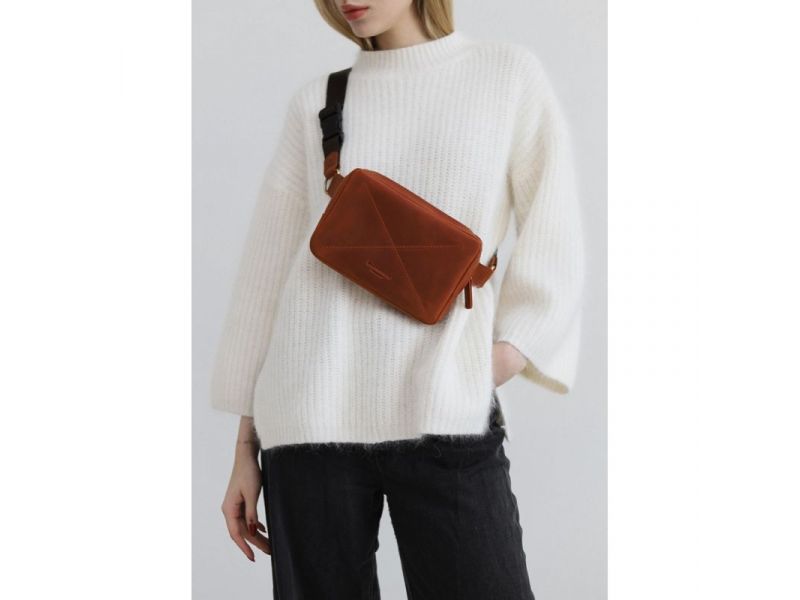 Кожаная поясная сумка Dropbag Mini светло-коричневый Crazy Horse, фото 6