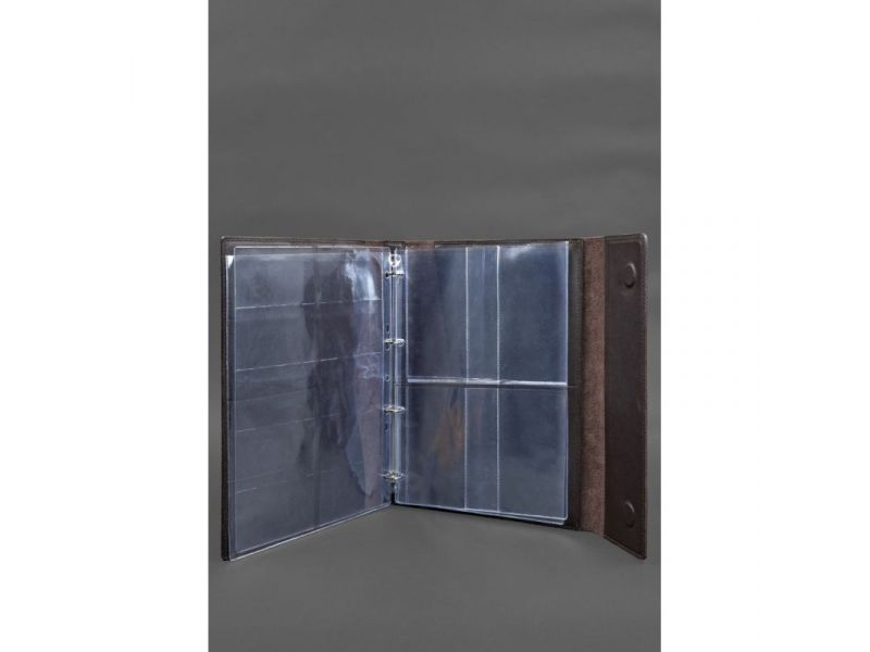 Кожаная папка для документов &amp;quot;Семейная&amp;quot; А4 на сегрегаторе с файлами темно-коричневая, фото 4