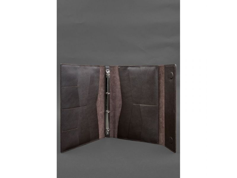 Кожаная папка для документов &amp;quot;Семейная&amp;quot; А4 на сегрегаторе с файлами темно-коричневая, фото 5